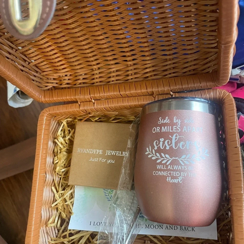 Ryandype Rose Gold Sister Gift Set Women OS Tumbler Necklace Basket‎